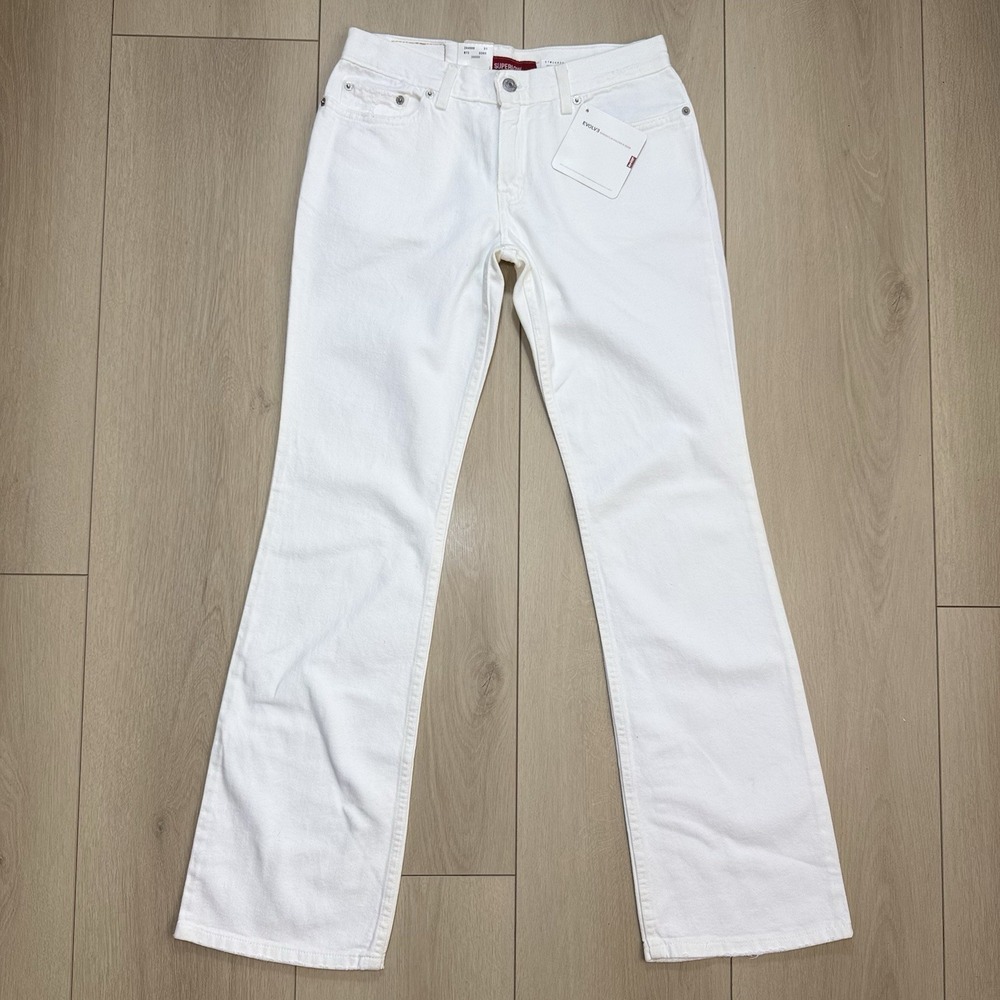 VTG Y2K 2004 Levis 518 Superlow Juniors Size 5M White Low Rise Bootcut Jeans NWT